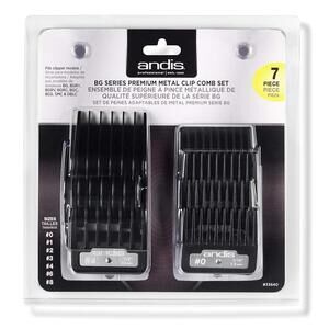 Andis 33640 BG-Series Premium Metal Clip Comb Set 7 Sizes Black, box bit damaged